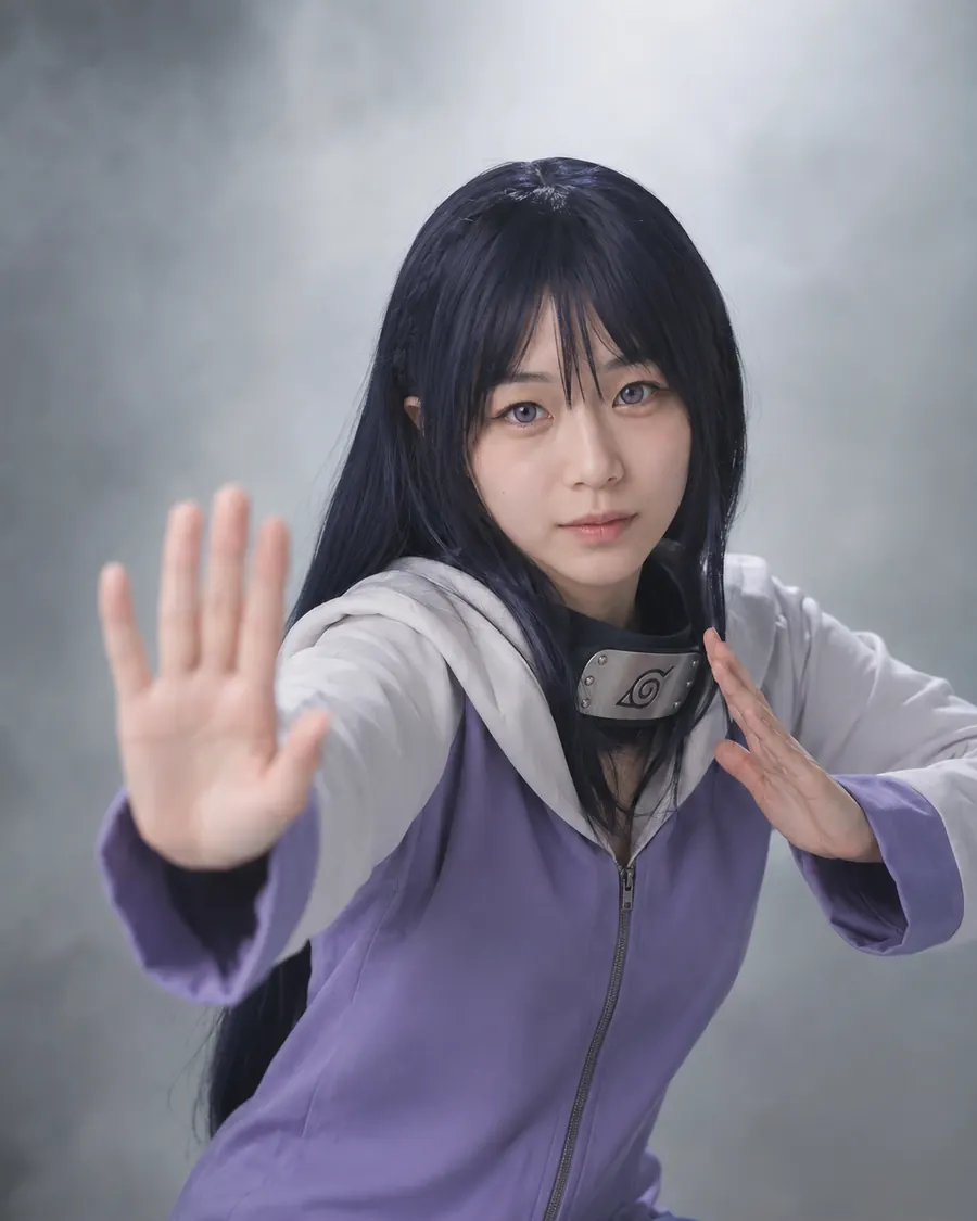 AI cosplay photo result with a dramatic convention portrait look and detailed character styling.